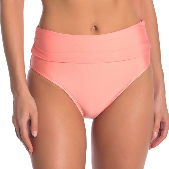 Athena Solid High Waist Ruched Bikini Bottoms - Picture 1 of 8